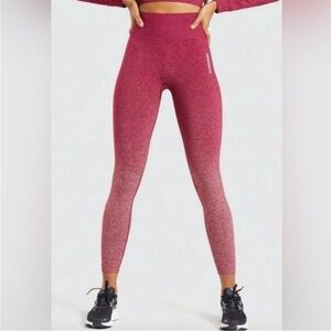 Gymshark Adapt Burgundy Ombre Seamless Leggings Size Large